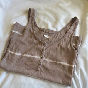 Tan Tie-Dye Tank Top